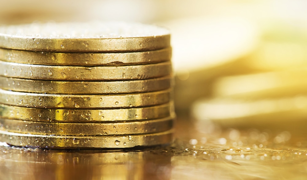 Web banner of money coins - early retirement concept